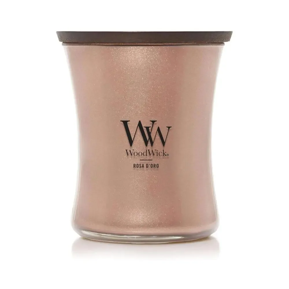 WoodWick Rosa D'Oro 9.7oz Candle Crackling Wick Precious Metals Collection‎
